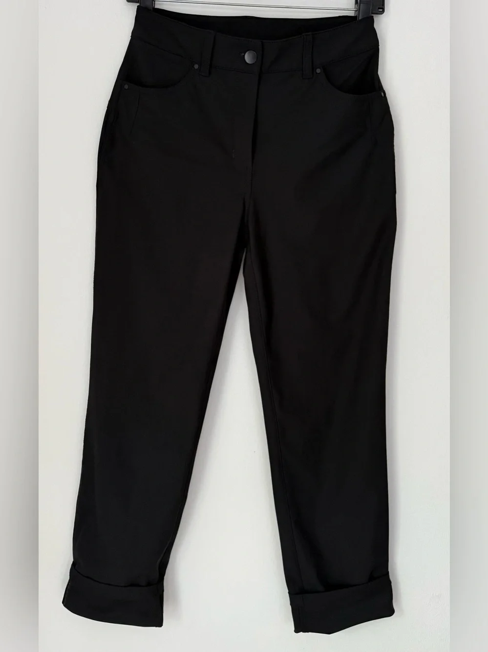 lululemon athletica Lululemon City Sleek 5 Pocket Black Ponte Ankle Pants sz 4